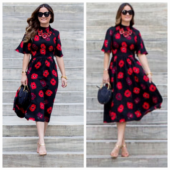 NWOT Kate Spade crepe Poppy flutter sleve dress - Picture 4 of 12
